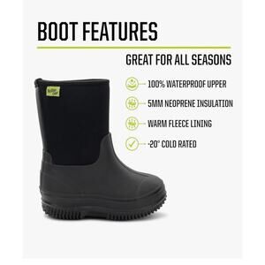 Western Chief Kids Freestyle Neoprene Outdoor Rain Snow Cold Boots Size 1 NWT